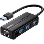 Adaptor de rețea USB Ugreen 20265 HUB 4in1 USB-A 3.0 to 3*USB-A 3.0 + RJ45 1Gbps, Black