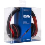Headset SVEN AP-940MV with Microphone, Black-Red, 3,5mm jack (4 pin), adapter 2 x 3,5mm jack (3 pin)