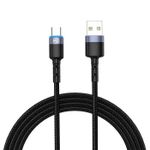 Cablu telefon mobil Tellur TLL155314 Cable USB - Type-C, cu LED, Nylon, 2m, Black