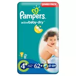 Pampers Scutece Jumbo 4+ 9-20 kg, 62 buc