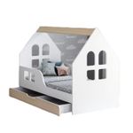 Кровать Happy Babies House Windows L02 cu sertar 70x140 (White/Light Pear)