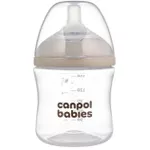 Cană cu pai Canpol 35/400 Sticlă cu formă naturală și tetină cu două zone, 150 ml