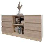 Comodă Smartex (16149) Т3 140cm Ivory+Stejar Deschis