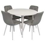 Set masă și scaune Evelin di Costacurta стол DT-402-5Wh + 4 стула YTC-055Wh, BLU-13 Light grey