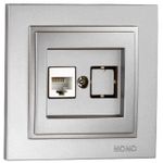 Розетка электрическая Mono Electric Разъем данных 1*RJ45 CAT6 серебристый Despina