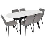 Комплект стол и стулья Evelin di Costacurta cтол DT-533R B + 6 стульев YTC-080B Bluvel-14 (Dark grey)