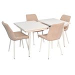 Комплект стол и стулья Evelin di Costacurta стол DT-433-3Wh + 4 стула YTC-055Wh Light beige