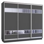 Dulap Mobildor-Lux Fox uși glisante din PAL cu elemente din oglindă (360x60x220H cm) Anthracite