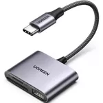 Cititor de carduri Ugreen 80798, Card Reader USB-C to SD/TF + USB 2.0 | CM387, Gray