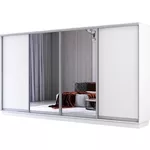 Шкаф Mobildor-Lux Раздвижные двери Fox из зеркала и ДСП (370x60x220 см) Белый