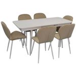 Set masă și scaune Evelin di Costacurta стол DT-432-1R Wh + 6 стульев YTC-064Wh Light beige