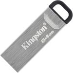 64GB USB3.2 Flash Drive Kingston DataTraveler Kyson, Silver, Metal Case, Key Ring (DTKN/64GB)