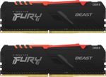 16GB DDR4-3600MHz  Kingston FURY Beast RGB (Kit of 2x8GB) (KF436C17BBAK2/16), CL17, 1.35V, Black