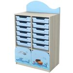 Dulap pentru instituții Tisam Mare Aventuri #4, Fag Artizanal/Albastru (5704+F)