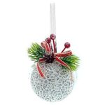 Новогодний декор Promstore 49141 Украшение елочное Шар в кружеве 8cm, серебряный