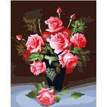 Картина по номерам Richi (05356) Mozaic cu diamante Vaza cu trandafiri 40x50