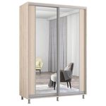 Dulap Mobildor-Lux Aron cu uși glisante cu oglindă vertical (170x60x210H cm) Sonoma