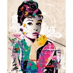 Tablou pe numere Richi (06124) Mozaic cu diamante Audrey Hepburn in stil pop art 40x50