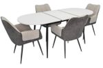Комплект стол и стулья Evelin di Costacurta стол DT-533R B + 4 стула QT-227B UF885-13 (Light grey)/UF885-15 (Dark grey)