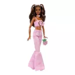 Кукла Barbie JJN72 Fashion Doll într-un top roz și blugi evazați