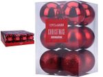 Набор шаров 12X60mm, красные в коробке, 3 дизайна