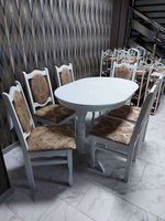 Комплект раздвижной стол Aurora 2 белый+ 6 стульев Konsul alb veneziano 02