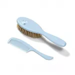 Set perie+pieptene naturala Babyono albastra