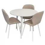 Комплект стол и стулья Evelin di Costacurta стол DT-404-5Wh + 3 стула YTC-064Wh Bjorn-24 (Light beige)