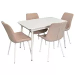 Комплект стол и стулья Evelin di Costacurta стол DT-531R Wh + 4 стула YTC-055Wh UF885-03 (Light beige)