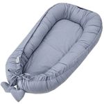 Cocon pentru bebelusi Feedo 208215 Babynest Pastel Blue Heart, 90x60 cm
