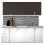 Mobilă pentru bucatarie Modern Paola 2.0m White Gloss/Anthracite/White