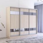 Шкаф Mobildor-Lux Fox uși glisante din PAL cu elemente din oglindă (250x60x220H cm) Sonoma