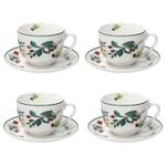 Чашка Andrea Fontebasso 55881 Set 4 cesti cu farfurie Atollo Sweet Berry, portelan
