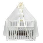 Кроватка PernaMea Baldachin Premium Pompom cu manjeta Ivory (PM.101301/5)
