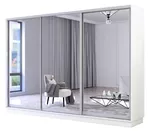 Dulap Mobildor-Lux Fox uși glisante din oglinzi (310x60x220H cm) Alb