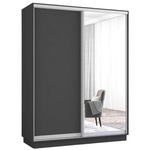 Dulap Mobildor-Lux Fox uși glisante din oglindă și PAL (160x60x200H cm) Anthracite