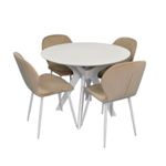 Комплект стол и стулья Evelin di Costacurta стол Raffles Round White + 4 стула YTC-064Wh UF910-01 Light beige