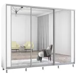 Шкаф Mobildor-Lux Aron uși glisante din PAL cu oglindă vertical (270x60x200H cm) Alb Brilliant