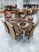 Комплект Келебек ɪɪ 522 + 6 стульев бежевые с коричневым