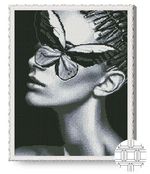 Картина по номерам Art Gallery QB206050 Mozaic cu diamante patrate 40x50cm Fluturele si profilul fetei