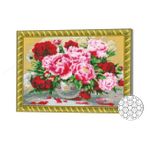 Tablou pe numere Art Gallery GB79178 Mozaic cu diamante 30x40cm Buchet de bujori rosii si roz