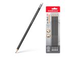 Set creioane simple cu radiera 4buc HB ErichKrause Jet Black 100, blister