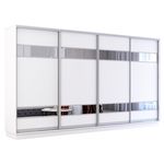 Dulap Mobildor-Lux Fox uși glisante din PAL cu elemente din oglindă (400x60x220H cm) Alb