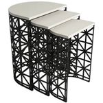 Măsuţă cafea Trendy Stil Metal Ferforje, Crem, masa de cuibarit (3 bucati)