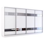 Dulap Mobildor-Lux Fox uși glisante din PAL cu elemente din oglindă (370x60x220H cm) Alb