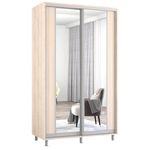 Dulap Mobildor-Lux Aron-P uși glisante din PAL cu oglindă vertical (150x60x220H cm) Sonoma