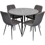 Комплект стол и стулья Evelin di Costacurta cтол DT-402-6B + 4 стула YTC-080B Bluvel-14 (Dark grey)