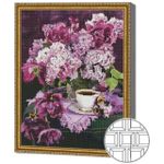 Картина по номерам Art Gallery QB204837 Mozaic cu diamante patrate 40x50cm Liliac si cafea