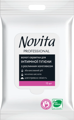 Novita Intimate Влажные салфетки для интимной гигиены, Тонизирующий комплекс Cosme-Phytamix, 15 шт.