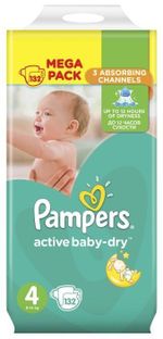 Подгузники Pampers Active Baby Dry 4 (8-14 kg) 132 шт
